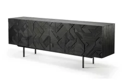 Anrichte Graphic Teak schwarz B 224 cm