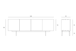 Anrichte Graphic Teak schwarz B 224 cm
