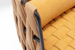 Armlehnstuhl Cheerio gelb Flechtoptik mit Kissen