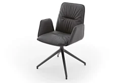 Armlehnstuhl Efendi Leder schwarz Drehgestell Aluguss