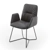 Armlehnstuhl Efendi Leder schwarz Metallgestell standard