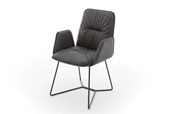 Armlehnstuhl Efendi Leder schwarz Metallgestell standard