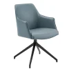 Armlehnstuhl Eliza Leder blaugrau drehbar