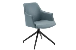 Armlehnstuhl Eliza Leder blaugrau drehbar