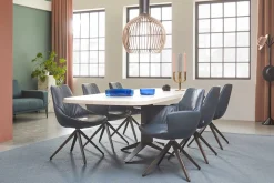 Armlehnstuhl mit Drehfunktion Leder blau