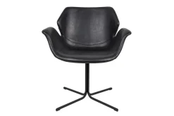 Armlehnstuhl Nikki Lederoptik schwarz