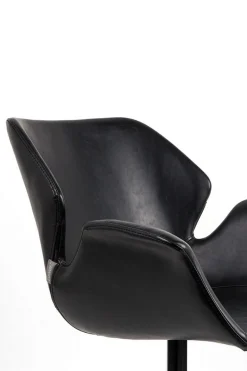 Armlehnstuhl Nikki Lederoptik schwarz