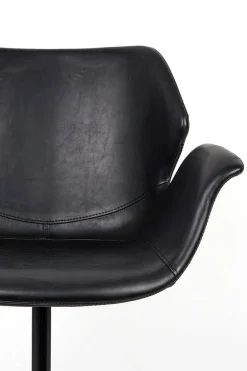 Armlehnstuhl Nikki Lederoptik schwarz