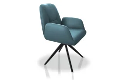 Armlehnstuhl Ole mit Drehgestell Leder petrol