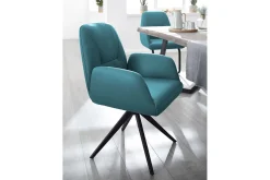 Armlehnstuhl Ole mit Drehgestell Leder petrol