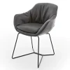 Armlehnstuhl Riley Leder anthrazit Metallgestell standard