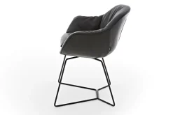 Armlehnstuhl Riley Leder anthrazit Metallgestell standard