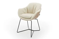 Armlehnstuhl Riley Ledermix latte Metallgestell standard