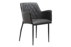 Armlehnstuhl Rombo Lederoptik grau