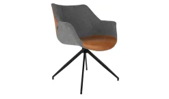 Armlehnstuhl Vintage Leder Stoff graubraun