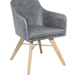 Armlehnstuhl Youma Leder grau