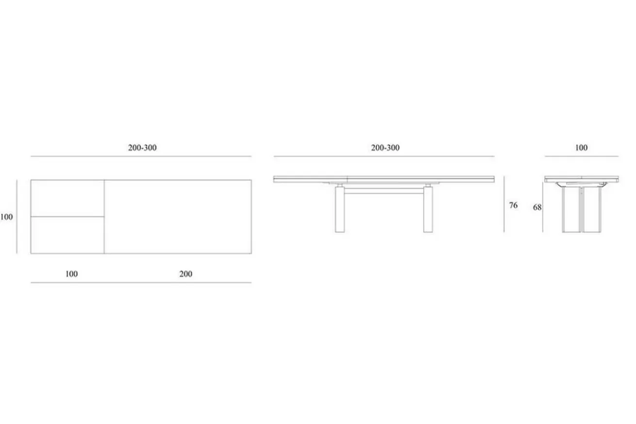 Ausziehtisch Double Teak massiv B 200 cm