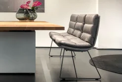 Bank Arva 3-Sitzer Stoff-Leder grau