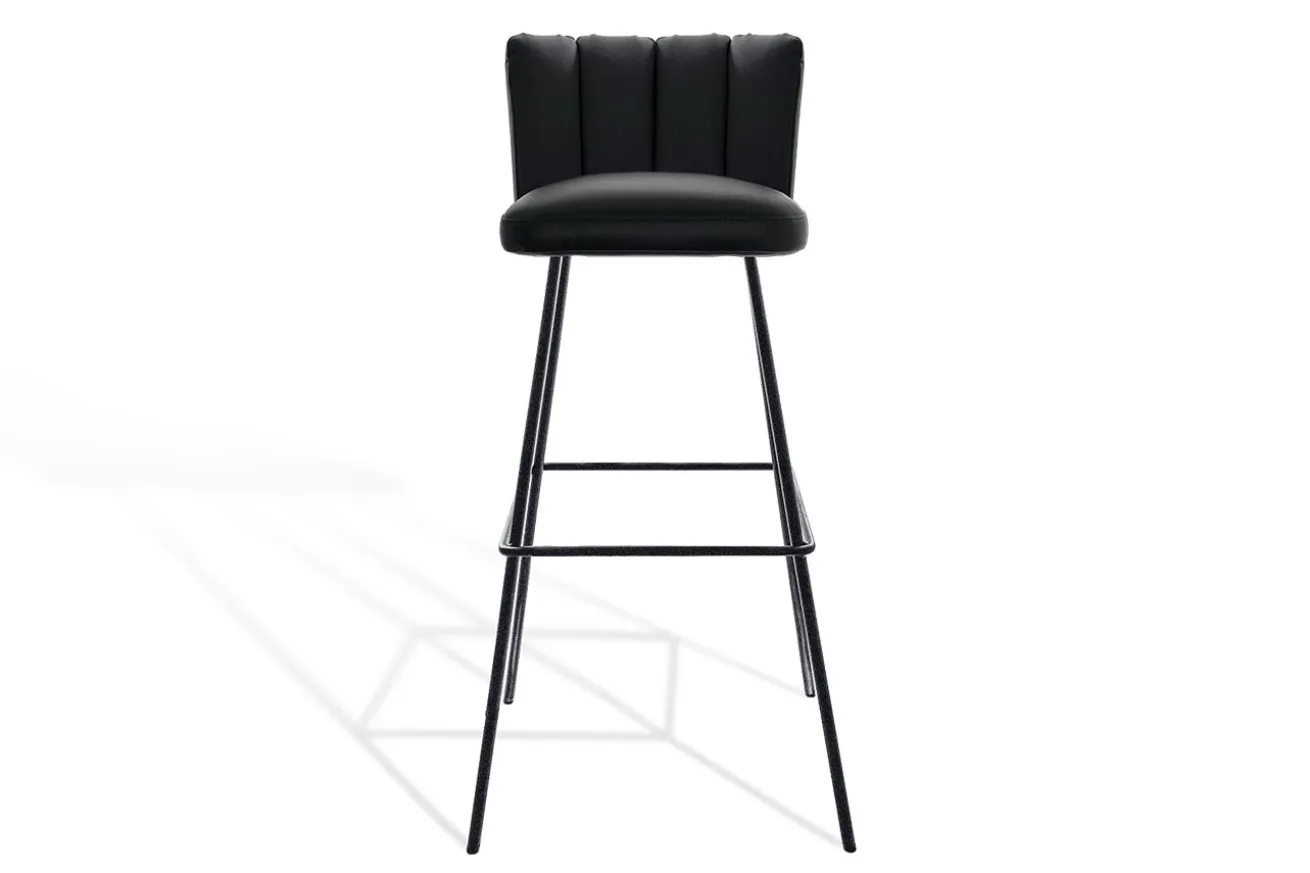Barhocker Gaia Leder schwarz H 82 cm