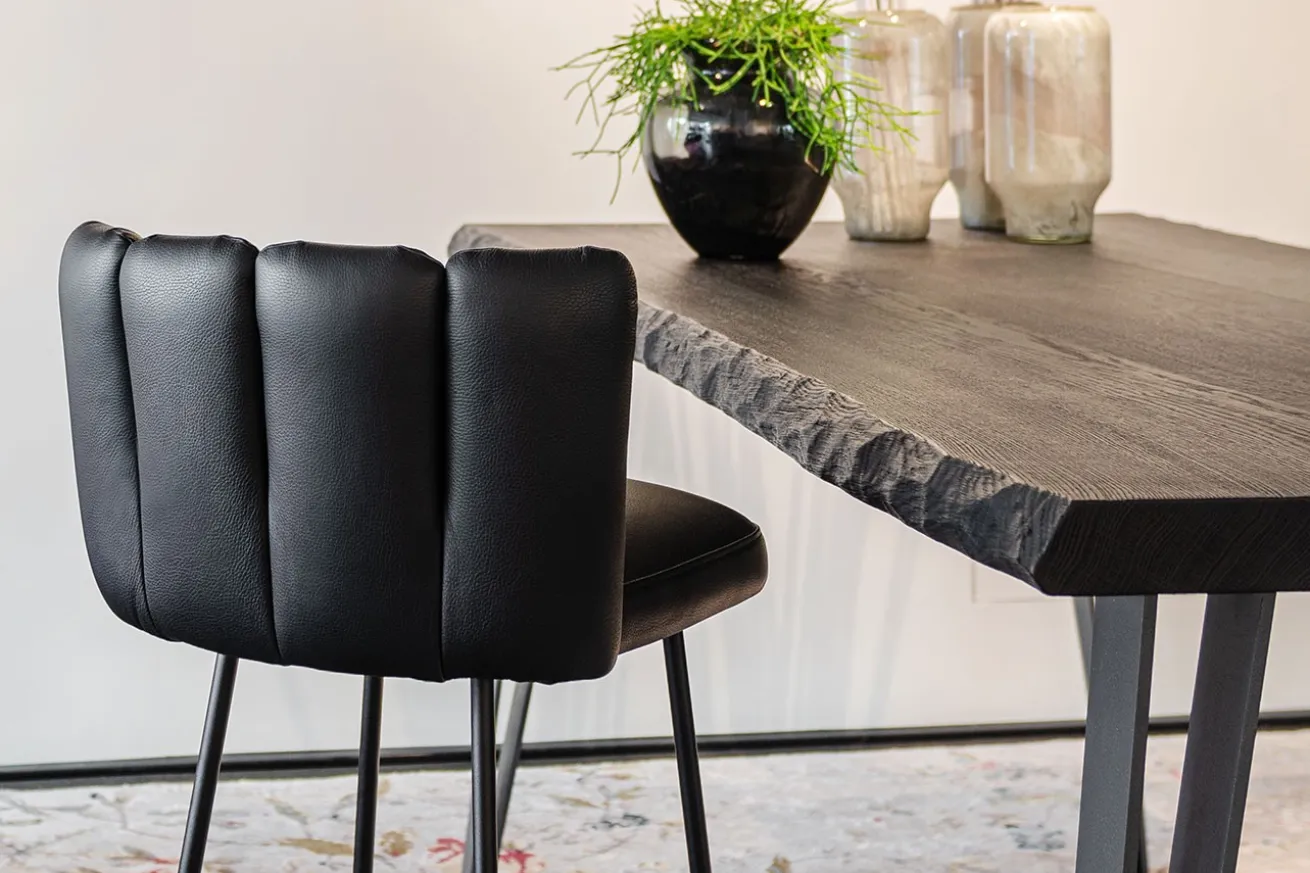 Barhocker Gaia Leder schwarz H 82 cm