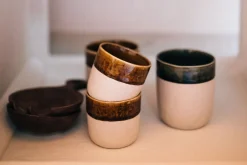 Becher Spiro braun beige D 8 cm