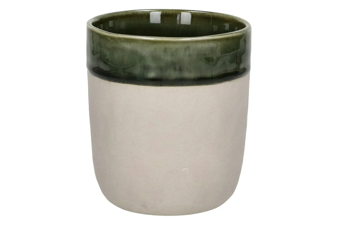 Becher Spiro grün beige D 8 cm