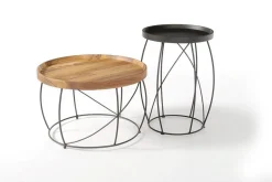 Beistelltisch Fass Eiche schwarz Metallgestell Ø 57 cm