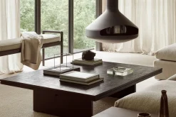 Couchtisch Grooves Teak schwarz B 140 cm