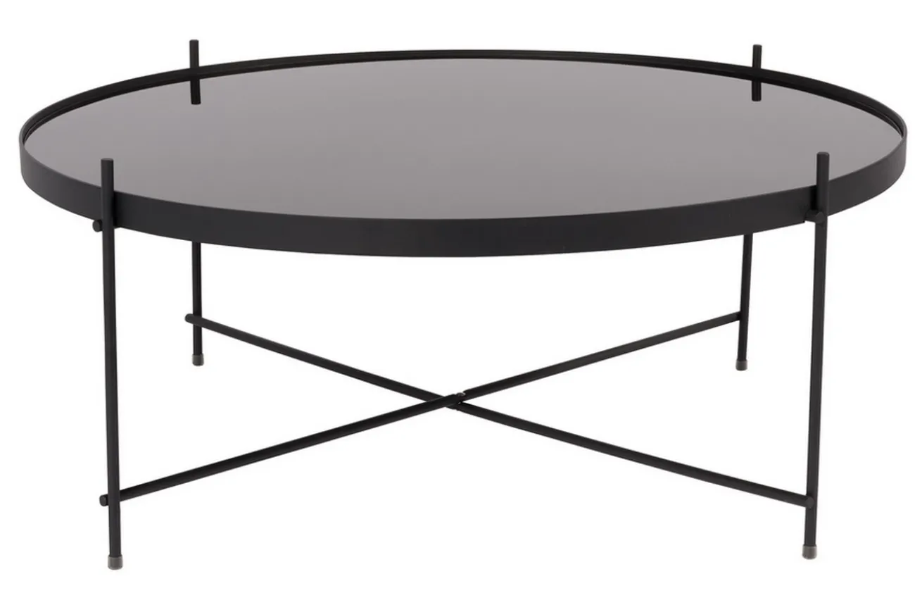 Couchtisch rund Metall Glas schwarz