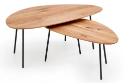 Couchtischset oval Eiche Massivholz