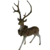 Dekohirsch mit Kranz braun H 72 cm