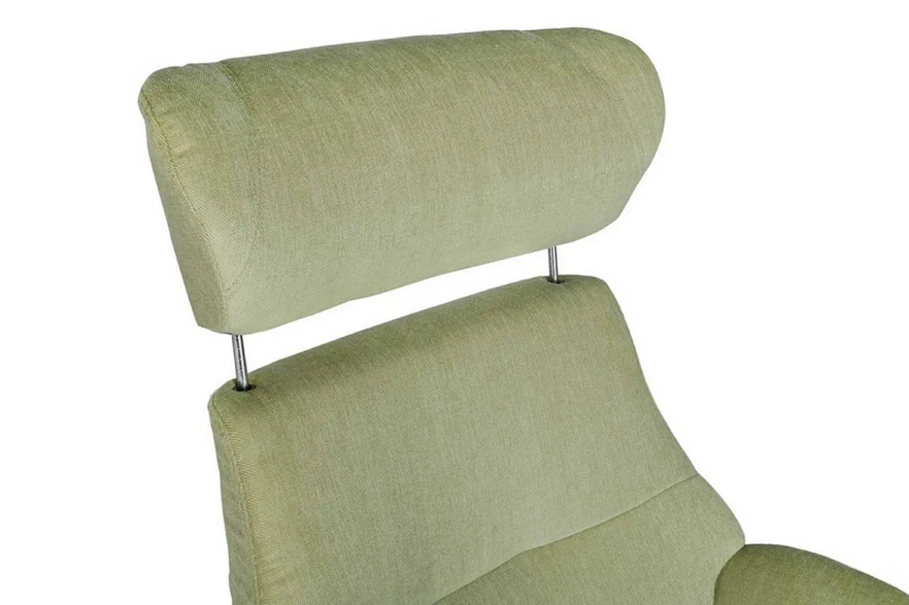 Designer Drehsessel mit Kopfstütze Stoff limette 360 ° drehbar B 79 T84 H 111 cm