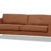Designersofa Marie 3 Sitzer Leder braun B 215 cm