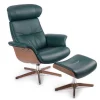 Drehsessel Conform Timeout aus Leder in teal green ohne Hocker