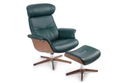 Drehsessel Conform Timeout aus Leder in teal green ohne Hocker