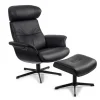 Drehsessel Conform Timeout aus Leder in schwarz ohne Hocker