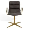 Drehstuhl Arva Light mit Arm Leder grau