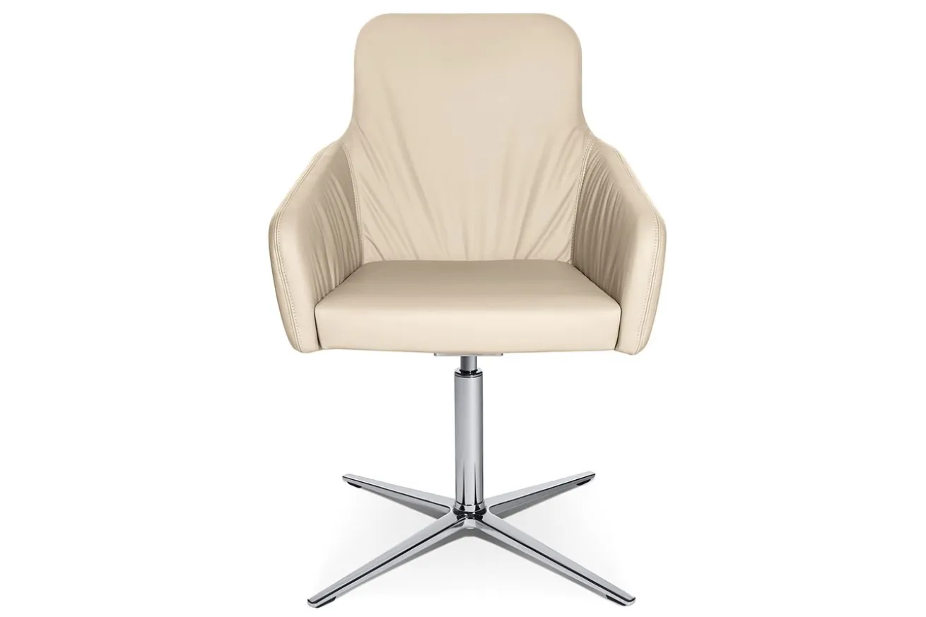 Drehstuhl W-Cube 1CL mit Arm Leder creme