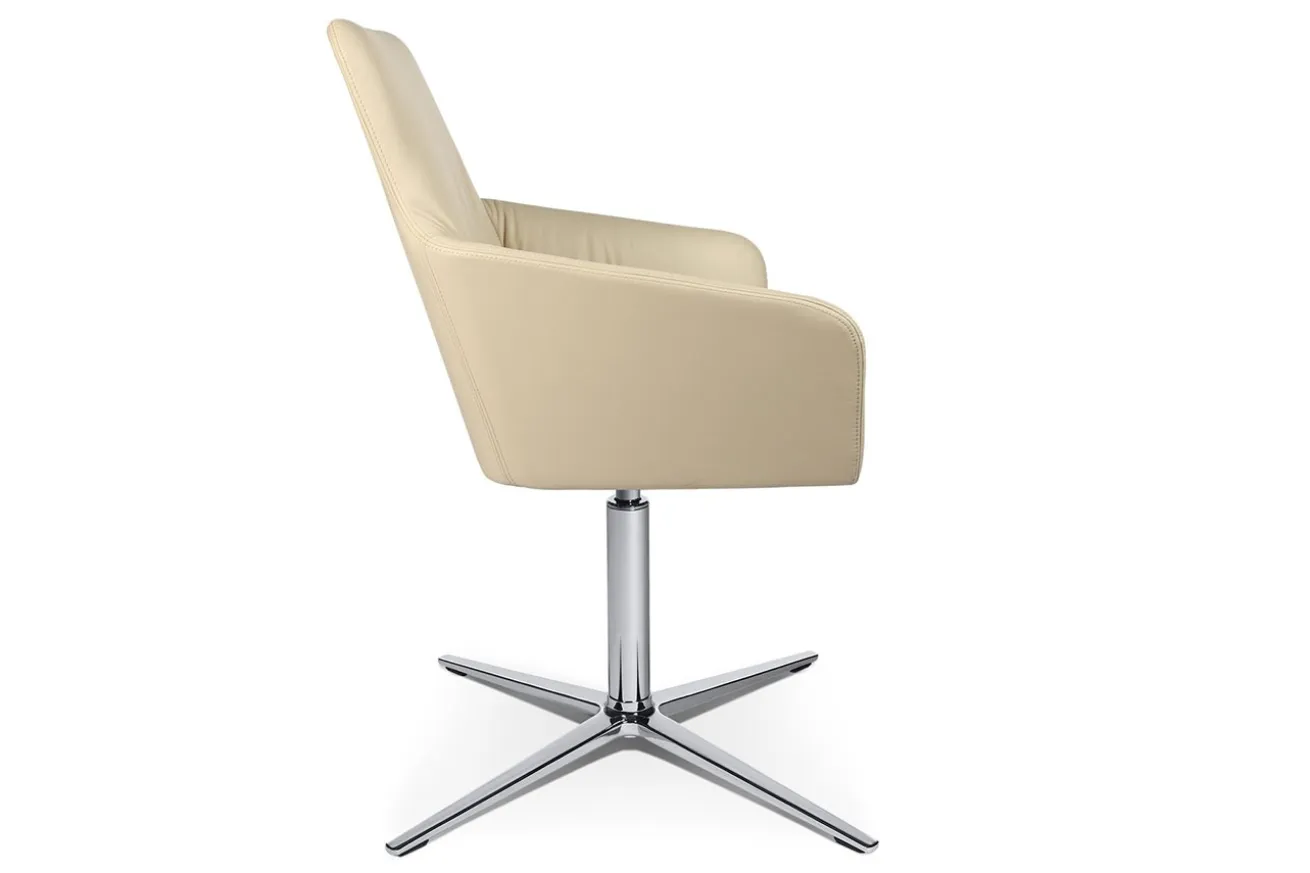 Drehstuhl W-Cube 1CL mit Arm Leder creme
