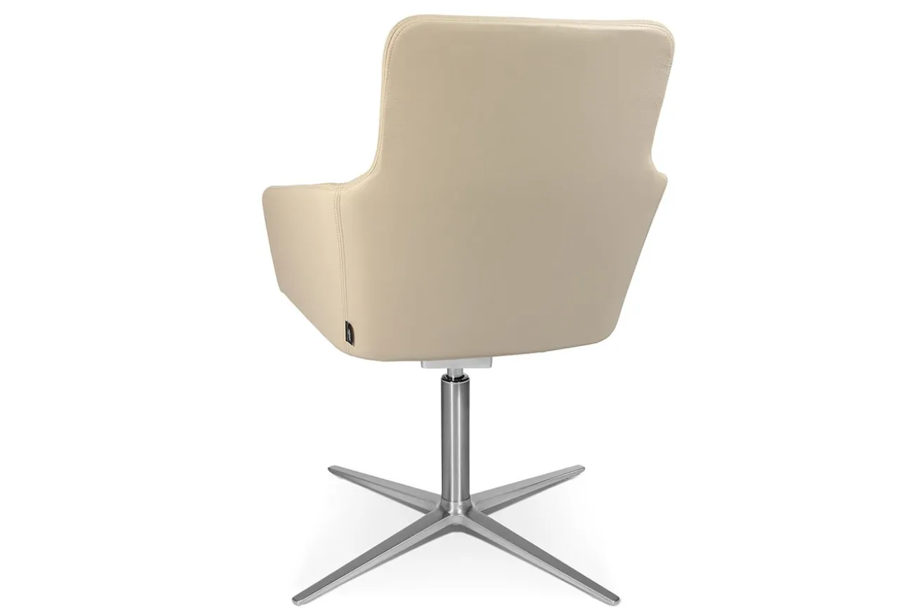 Drehstuhl W-Cube 1CL mit Arm Leder creme