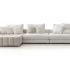 Ecksofa Bella Leder und Stoff beige