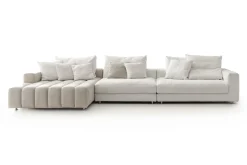 Ecksofa Bella Leder und Stoff beige