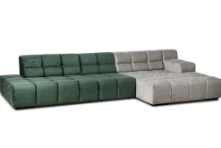 Ecksofa Cube Stoff dunkelgrün grau