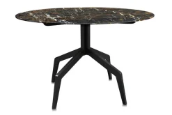 Esstisch Razor rund mit Marmorplatte schwarz-braun 120