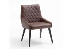 Esszimmerstuhl Leder Rautensteppung braun