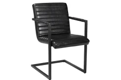 Freischwinger Oxford Leder schwarz