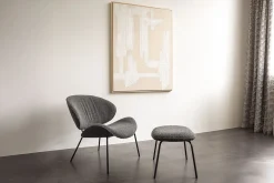 Fußhocker Alvaro Lounge Bouclé grau