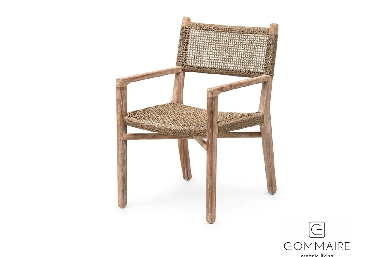 Gartenstuhl mit Arm Fiona Teak grau
