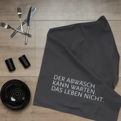 Geschirrtuch "Der Abwasch kann warten"