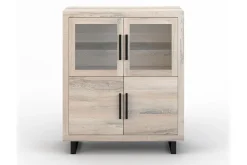 Highboard Nature mit Glas Eiche H 140 cm